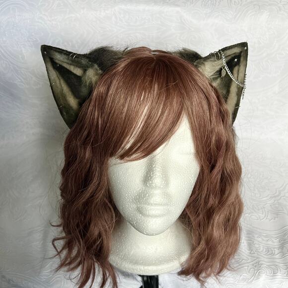 Black and Grey Fox Wolf Cat Ears Headband by Foxxyfurends - Picture 4 of 4